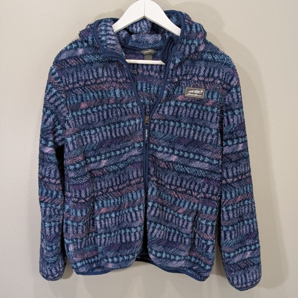 Eddie Bauer Kids Quest Fleece Jacket Soft Sherpa Blue Purple Outdoor XL 14/16